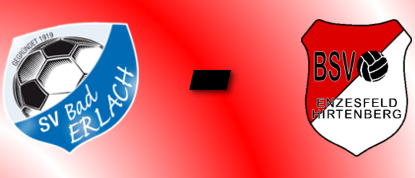 Ein Plakat für ein Fußballspiel zwischen SV Bad Erlach und BSV Enzfeld Hirtenberg am 27. Februar 2026 um 19 Uhr. Es enthält Logos und den Veranstaltungsort, Sportanlage Bad Erlach.