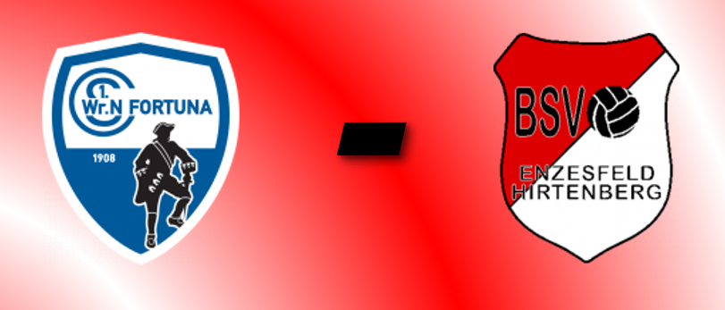 Plakat für die 16. Runde der Gebietsliga Süd/Südost. Geplant für Freitag, 03.04.2026. Hauptspiel: 18 Uhr, Reserve: 16 Uhr (Wachstumszentrum). Teams: WFN Fortuna und ESV Enzesfeld Hartenberg. Ort: ERGO Arena, Ferdinand-Graf-von-Zeppelin-Straße 10, 2700 Wiener Neustadt.