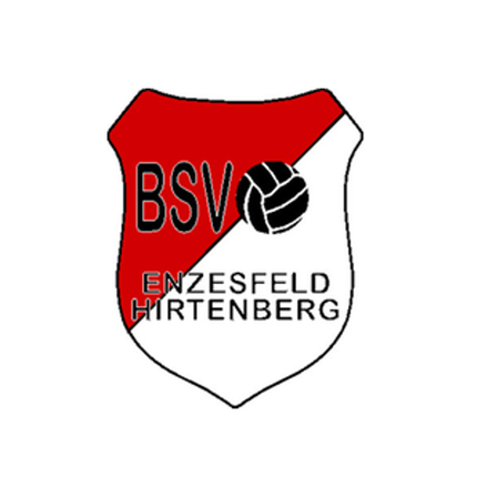 Ein rot-weißes Schildemblem mit dem Text 'BSV' und 'Enzsfelf Hirtenberg'. Ein schwarz-weißer Volleyball befindet sich in der Mitte des Schildes.