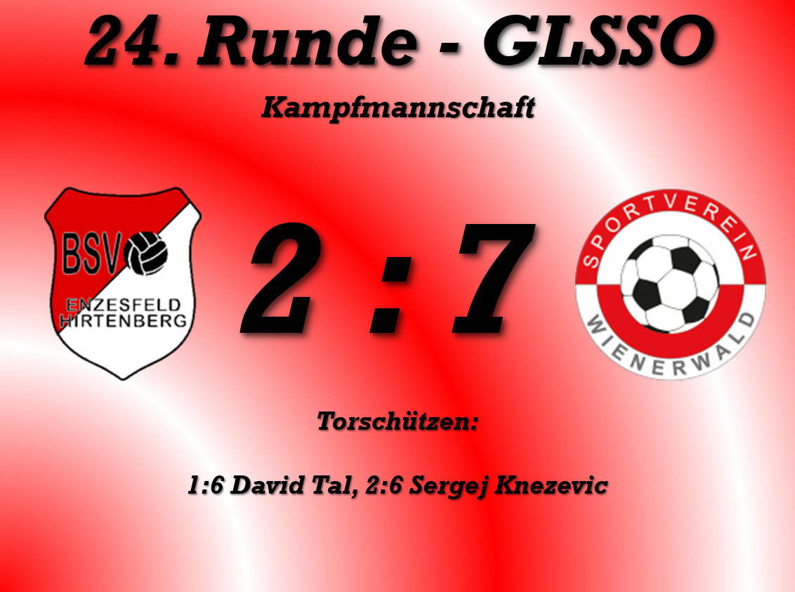 Das Bild zeigt das Ergebnis eines Fußballspiels. Das Ergebnis ist 2:7. Die Teams sind Zesfeldenberg und Wiener Sportvereinigung. Tore erzielten David Tal und Sergej Knezevic.