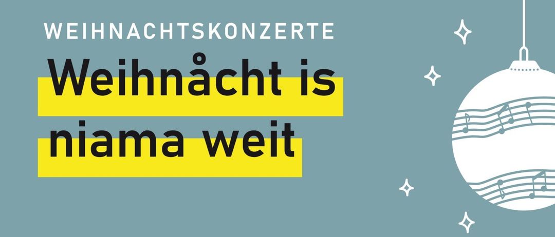 Ein Ereignis mit dem Titel 'niama weit' wird angekündigt. Die erste Aufführung ist am Freitag, 12. Dezember 2025 um 19:30 Uhr. Die zweite ist am Samstag, 13. Dezember 2025 um 19:30 Uhr. Ticketpreise sind 15€ und 18€.