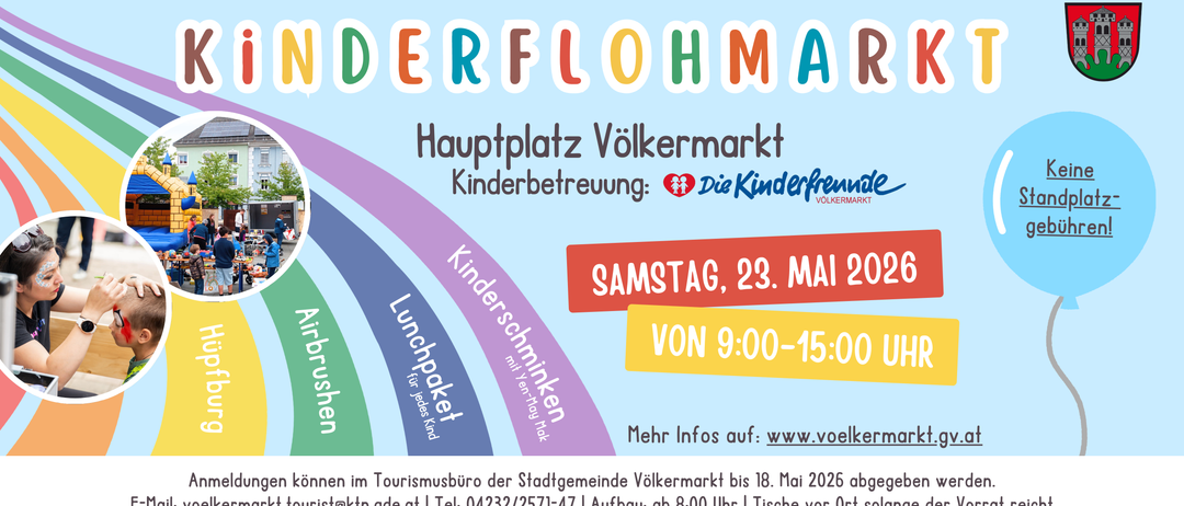Ein Ereignis für Kinder am Hauptplatz in Völkermarkt. Datum: Samstag, 23. Mai. Zeit: 9:00-15:00. Für weitere Informationen besuchen Sie www.voelker.at.