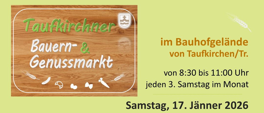 Plakat für einen Marktstand mit lokalen Produzenten, Martina und Johannes Matzeneder, die ihr vielfältiges Angebot an Bio-Produkten präsentieren. Produkte umfassen Fleisch, Wurst, Käse, Milchprodukte und mehr. Veranstaltung am Samstag, 17. Januar 2026, von 8:30 Uhr bis 11:00 Uhr.