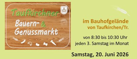 The flyer announces the Genußmarkt event, offering a variety of regional products from local producers. It highlights the date, time, and the diverse range of items available. It also features a photo of a smiling man, Mario Ecker, and provides his contact details for inquiries.