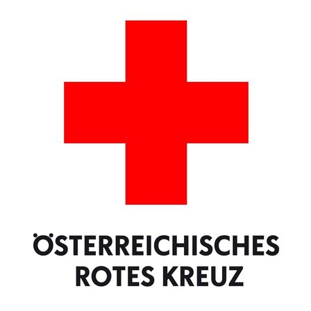 Ein rotes Kreuz-Symbol auf weißem Hintergrund mit dem Text 'Österreichisches Rotes Kreuz' darunter.