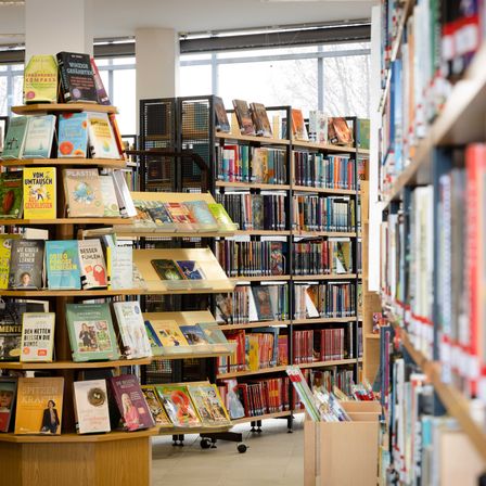 Bild enthält, Book, Publication, Furniture, Person, Indoors, Library, Shop, Bookcase, Box