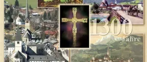 Eine Collage aus vier Bildern. Das erste Bild ist eine Landschaft mit einer Kirche im Hintergrund. Das zweite ist eine Kirche mit einem Kreuz im Vordergrund. Das dritte ist eine Brücke mit einer Kirche im Hintergrund. Das vierte ist eine Kirche mit Bergen im Hintergrund. Die Nummer 1300 befindet sich auf der rechten Seite der Collage.