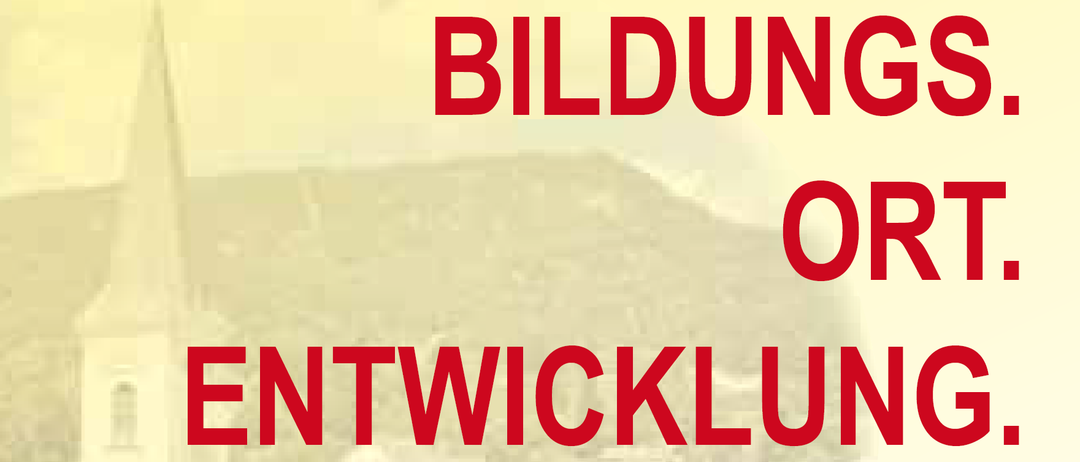 Das Bild zeigt das Wort 'BILDUN' oben in Rot und 'NTWICKLU' darunter, mit einem verschwommenen Hintergrund.