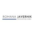 Das Logo für Romana Javernnik Accounting GmbH, mit dem Firmennamen in fetter schwarzer Schrift und einer blauen Linie darunter.