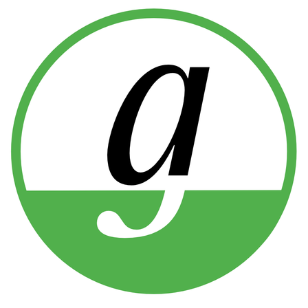 Ein grüner Kreis mit weißem Rand enthält einen stilisierten schwarzen Buchstaben 'a' in der Mitte.