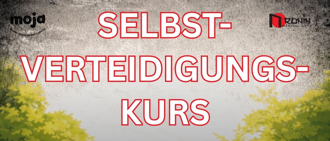 Ein Plakat für einen Selbstverteidigungskurs für zwei Altersgruppen, 12-16 und 17-26, im Stadtpark Leibnitz am 8. Mai 2026. Kontaktdaten und ein QR-Code zur Anmeldung sind angegeben.