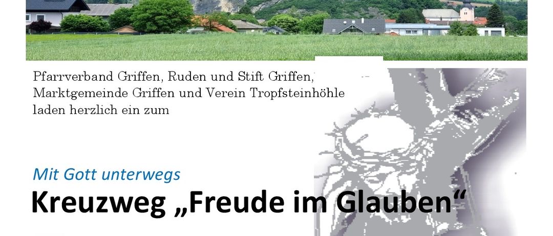 Ein Veranstaltungsplakat zeigt eine Burg auf einem Hügel mit Bergblick. Es lädt zu einer Sonntagsveranstaltung am 22. März 2026, um 14:45 Uhr in der Pfarrkirche und um 15:00 Uhr am Brunnenplatz am Schlossberg ein.