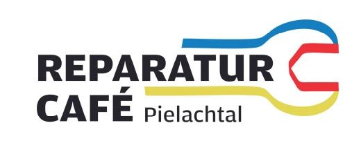 Das Logo für Reparatur Café Pielachtal zeigt einen stilisierten Schraubenschlüssel mit blauen, roten und gelben Farben auf weißem Hintergrund.