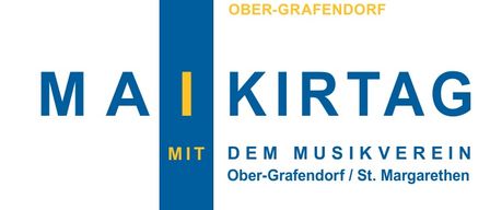 Poster for Maikirtag event in Ober-Grafendorf, featuring music by the local music club, starting at 11:00 AM, with food and drink stalls, including beer, sausages, cheese, and coffee. The event runs from 10:00 AM to 6:00 PM on May 1, 2026.