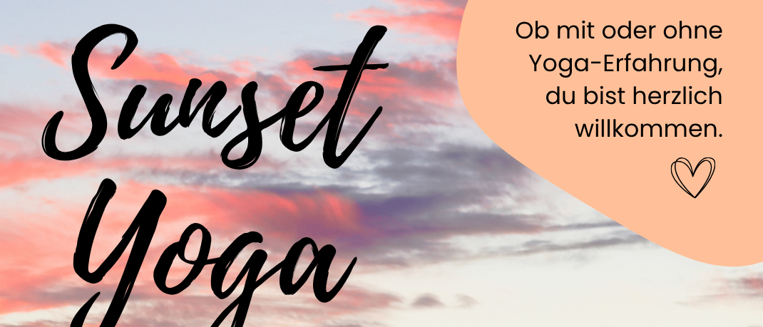 Sonnenuntergang-Yoga-Veranstaltung am Thersdorfer See am 12. August 2026 von 19:30 bis 20:30. Kosten 16 Euro. Bitte eigene Matte mitbringen.