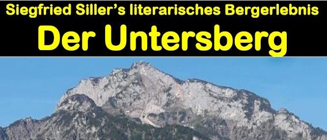 Das Plakat bewirbt Siegfried Stillers literarisches Bergerlebnis. Es zeigt eine majestätische Bergkette, rote Blumen und einen klaren blauen Himmel. Es lädt zu einer Veranstaltung am Freitag, 8. Mai 2026, um 19 Uhr ein. Der Eintritt ist frei.