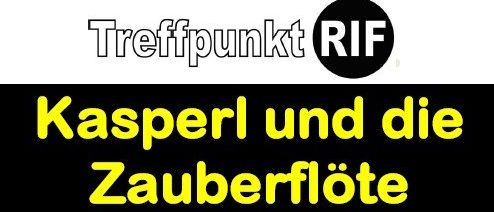 Plakat für eine Puppentheateraufführung. Zeigt einen Charakter mit Flöte. Datum: Fr, 29.05.2026, 16:00. Tickets: EUR 5 pro Kind, EUR 3 pro Erwachsener. Ort: Gemeindezentrum Rif-Taxach. Keine Reservierung erforderlich. QR-Code für Website.