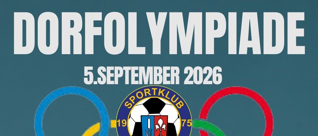 Plakat für die Born Olympic Table Veranstaltung am 5. September 2026 mit Fackel, olympischen Ringen und einem Fußball. Es enthält Details zur Veranstaltung, Teamgröße und Anmeldefrist.