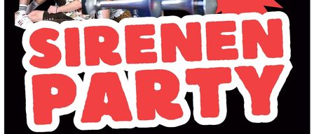 Plakat für die Heckis Sirenen Party-Veranstaltung mit einer Gruppe von Personen und Eintrittspreisen. Geplant für den 11. September im Feuerwehrhaus St. Oswald in Plankenkothenwart. Beginn um 21:00 Uhr.