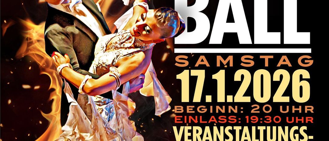 Plakat für den Wehr Fire Ball am Samstag, 17. Januar 2026, Beginn um 20 Uhr. Die Veranstaltung endet um 19:30 Uhr in der Halle Liebeoch. Die Musik wird von Die Fürsten gespielt.