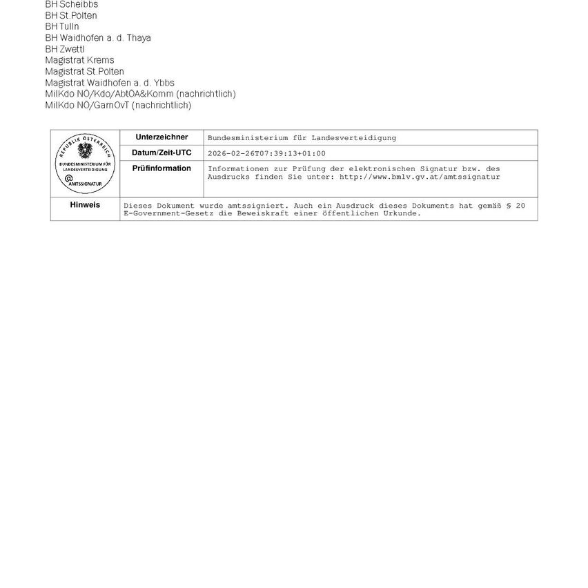 Das Dokument enthält offizielle Informationen des Bundesministeriums für Landwirtschaft und Forsten. Es beinhaltet Details zur Validierung elektronischer Signaturen und bietet einen Link für weitere Informationen. Es wurde am 20. Februar 2026 unterzeichnet.
