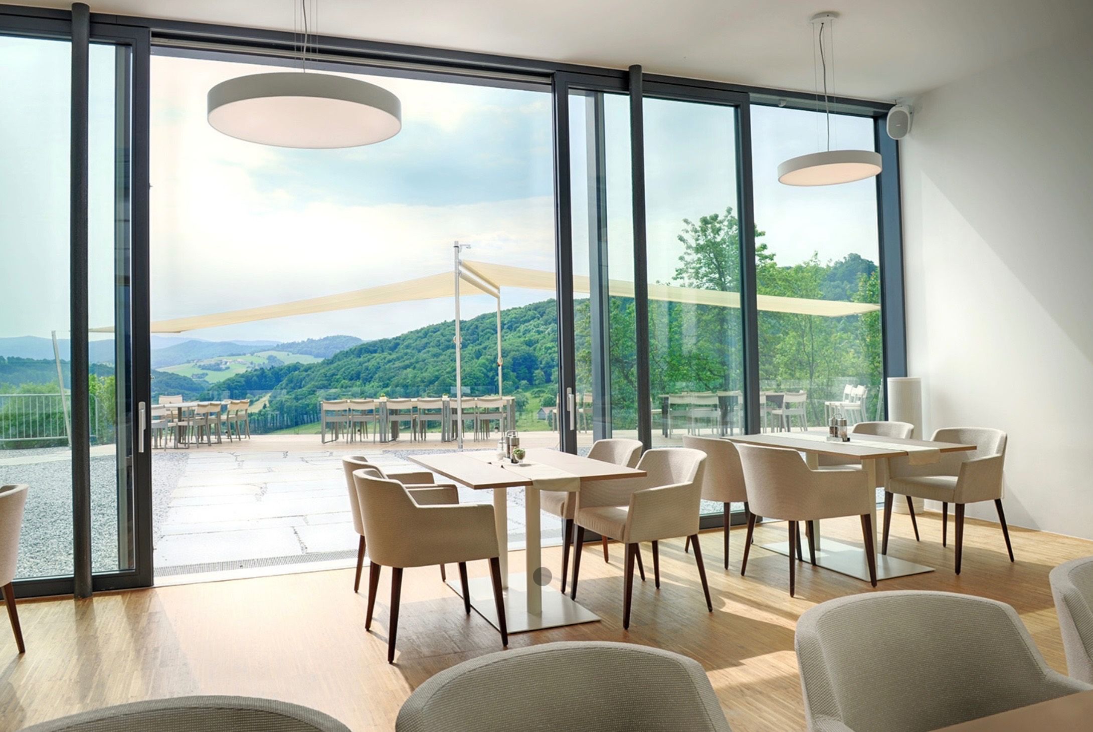 Building, Dining Room, Dining Table, Furniture, Indoors, Table, Chair, Restaurant, Cafeteria, Interior Design
