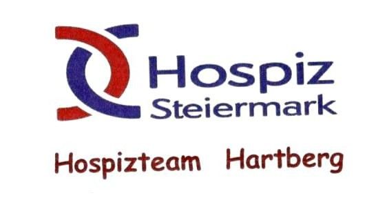 Das Logo von Hospiz Steiermark zeigt die Worte Hospiz Steiermark und Hospizteam Hartberg in Rot und Blau. Es befindet sich auf weißem Hintergrund.