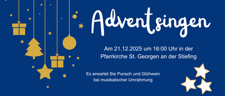 Am 21.12.2025 um 16:00 Uhr in der Pfarrkirche St. Georgen an der Stiefing erwartet Sie Punsch und Glühwein bei musikalischer Umrahmung.