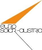 Das Bild zeigt das Logo von Euro Solar Austria, das einen orangefarbenen Dreieck mit dem Text 'euro solar' oben und 'austria' unten enthält.