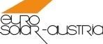 Das Bild zeigt das Logo von Euro Solar Austria. Es enthält ein orangefarbenes Dreieck mit dem Text 'EURO SOLAR-AUSTRIA' in fetten schwarzen Buchstaben.