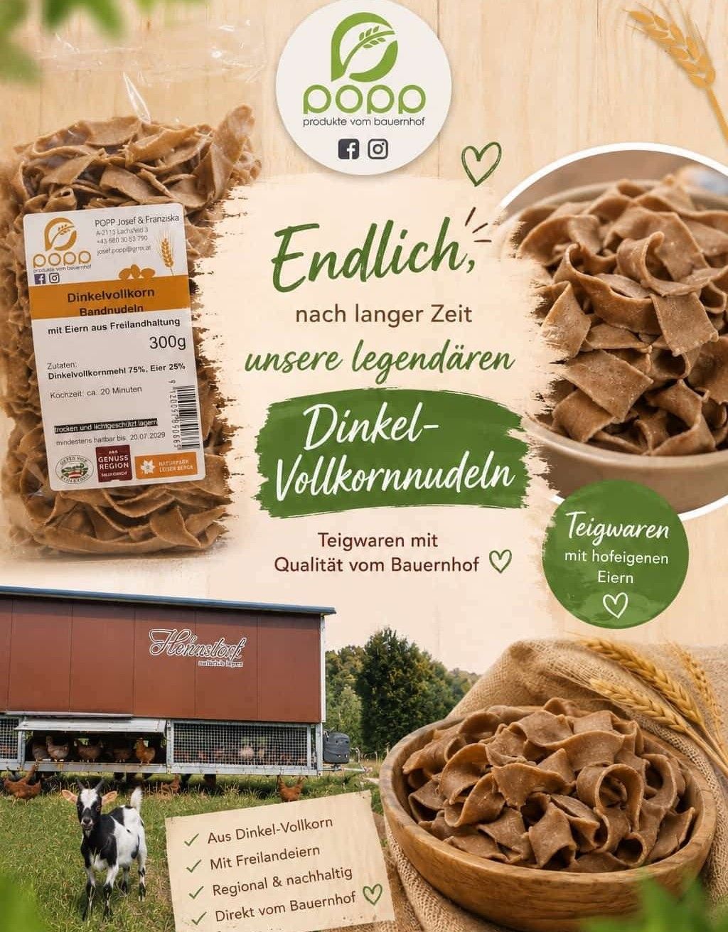 Dinkel Vollkornnudeln