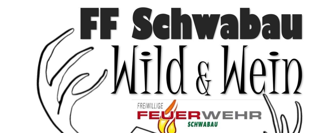 Plakat für die Veranstaltung Wild & Wein mit einem Weinglas, Hirschgeweih und Feuersymbol. Höhepunkte sind Kürbiscremesuppe, Wildgerichte und lokale Weine. Datum: 19. Oktober 2025, Beginn 10:30 Uhr.