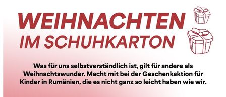 An advertisement for shoe box packages containing various sweets and items. Available from November 14 to 27, 2025, from Nah & Frisch Bettina Gruber in Zelking. Purchase available after order. Contact Katharina Lorenz for details.