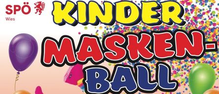 Plakat für eine Karnevalsveranstaltung mit dem Namen Masken Ball. Es zeigt ein Mädchen in bunten Socken und mit einem Luftballon. Die Veranstaltung findet am 7. Februar 2026 ab 15 Uhr statt.