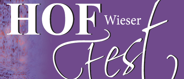 Plakat für das Hof Fest Event in Wies am Samstag, 27. Juni 2026. Beinhaltet Zeitplan und Ticketpreise.