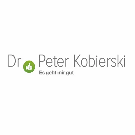 Logo für Dr. Peter Kobielski mit einem Daumen-hoch-Symbol und dem Slogan 'Es geht mir gut'.