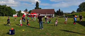 Grass, People, Person, Lawn, Outdoors, Park, Soccer Ball, Play Area, Walking, Car