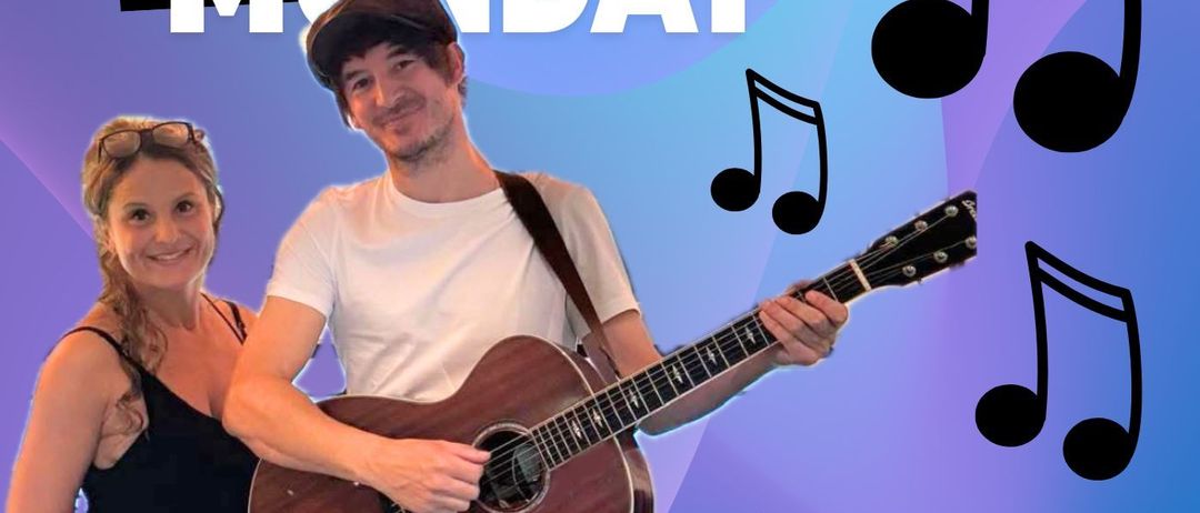 Ein Werbeplakat für Flower Monday im Leitner Thermalhotel Loipersdorf. Ein Mann und eine Frau spielen Gitarre und singen Live-Musik. Beginn um 20:00 Uhr.