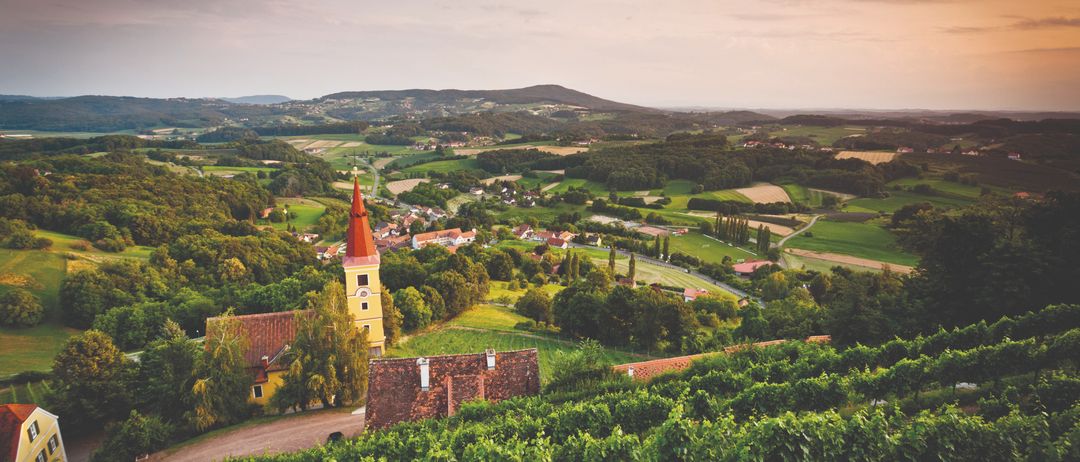 Bild enthält, Outdoors, Nature, Countryside, Architecture, Building, Rural, Farm, Scenery, Vineyard, Aerial View