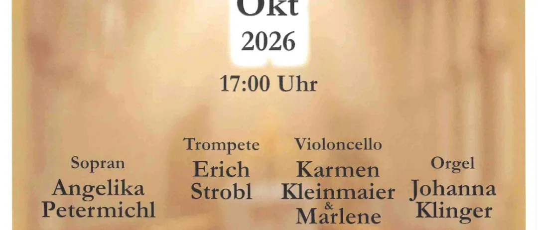 Ein Plakat für ein klassisches Musikkonzert mit dem Ensemble Klangraum, mit Informationen über die Künstler, Datum und Veranstaltungsort.