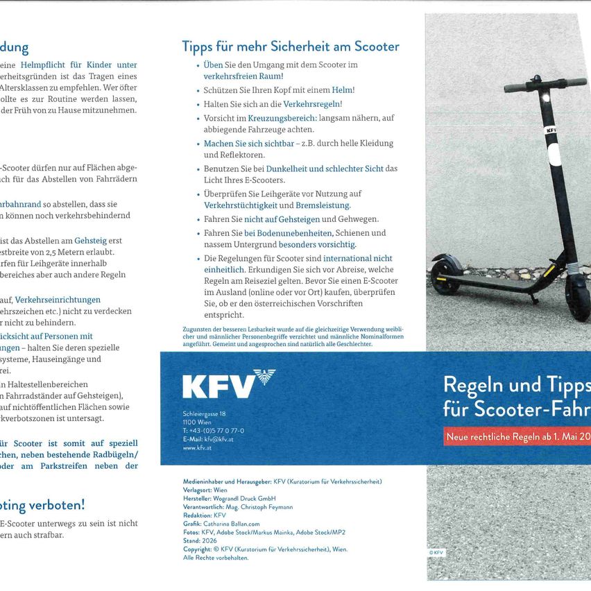 Das Dokument bietet Tipps zur Scooter-Sicherheit und betont die Verwendung von Helmen und Verkehrsregeln. Es empfiehlt, das Fahrzeug vor der Nutzung zu überprüfen, reflektierende Kleidung zu tragen und nur auf ausgewiesenen Bereichen zu fahren. Es unterstreicht die Bedeutung der Einhaltung lokaler Vorschriften und der Überprüfung auf Schäden.