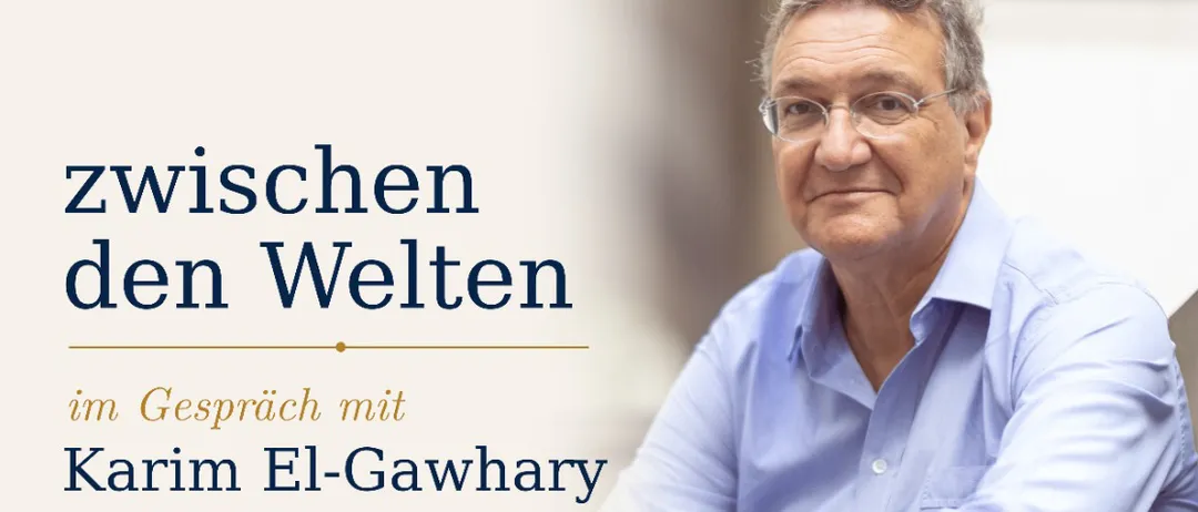 Plakat für eine Veranstaltung mit einem Mann namens Karim El-Gawhary. Die Veranstaltung trägt den Titel 'Zwischen den Welten' und beinhaltet ein soroptimistisches Aperitivo. Der Termin ist der 5. November 2026, Beginn um 19:00 Uhr.