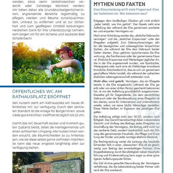 Ein Mann mit Kopfhörern und einer Heckenschere steht in einem Garten mit üppiger Grünfläche. Der Text bespricht die Bedeutung der Pflege öffentlicher Räume für Sicherheit und Sauberkeit.