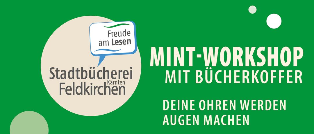 Plakat für einen kostenlosen Workshop in der Stadtbuecherei Feldkirchen am 13. November 2026, mit einer Frau in einer Bibliothek und Bücherregalen im Hintergrund.