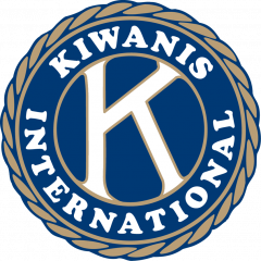 Das blau-goldene kreisförmige Logo für Kiwanis International mit einem prominenten weißen 'K' in der Mitte.
