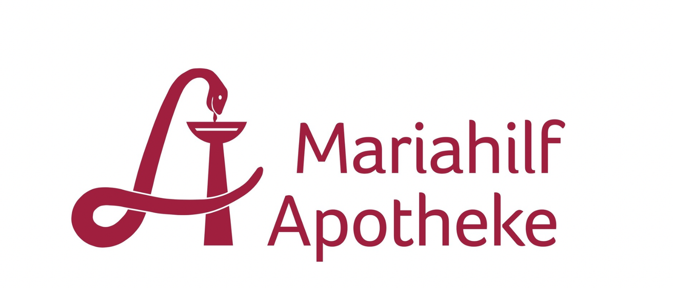 Das Logo der Mariahilfer Apotheke zeigt ein rotes 'A' mit einer Flamme, das Gesundheit und Fürsorge symbolisiert.