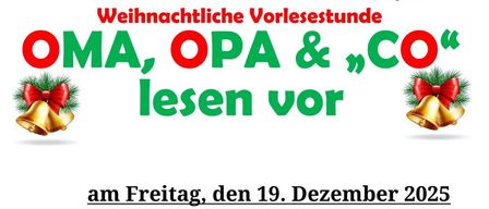 Weihnachtsvorlesung in der Gemeindebibliothek Krieglach am Freitag, 19. Dezember 2025, um 15 Uhr. Mit Weihnachtsgeschichte, Adventgewinnspielen und Weihnachtsliedern. Anmeldung bis 15.12.2025 unter 0676/674 95 61 oder gemeindebuecherei@krieglach.gv.at.