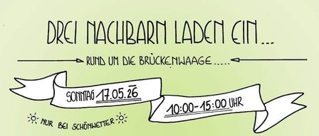 Ein Flyer für eine Veranstaltung am 17. Mai 2026 rund um die Brückenwaage, von 10:00 bis 15:00 Uhr. Er zeigt Logos von DORA, Paugger und SC Profi Max Burgau. Die Veranstaltung verspricht einen Tag voller Spaß.