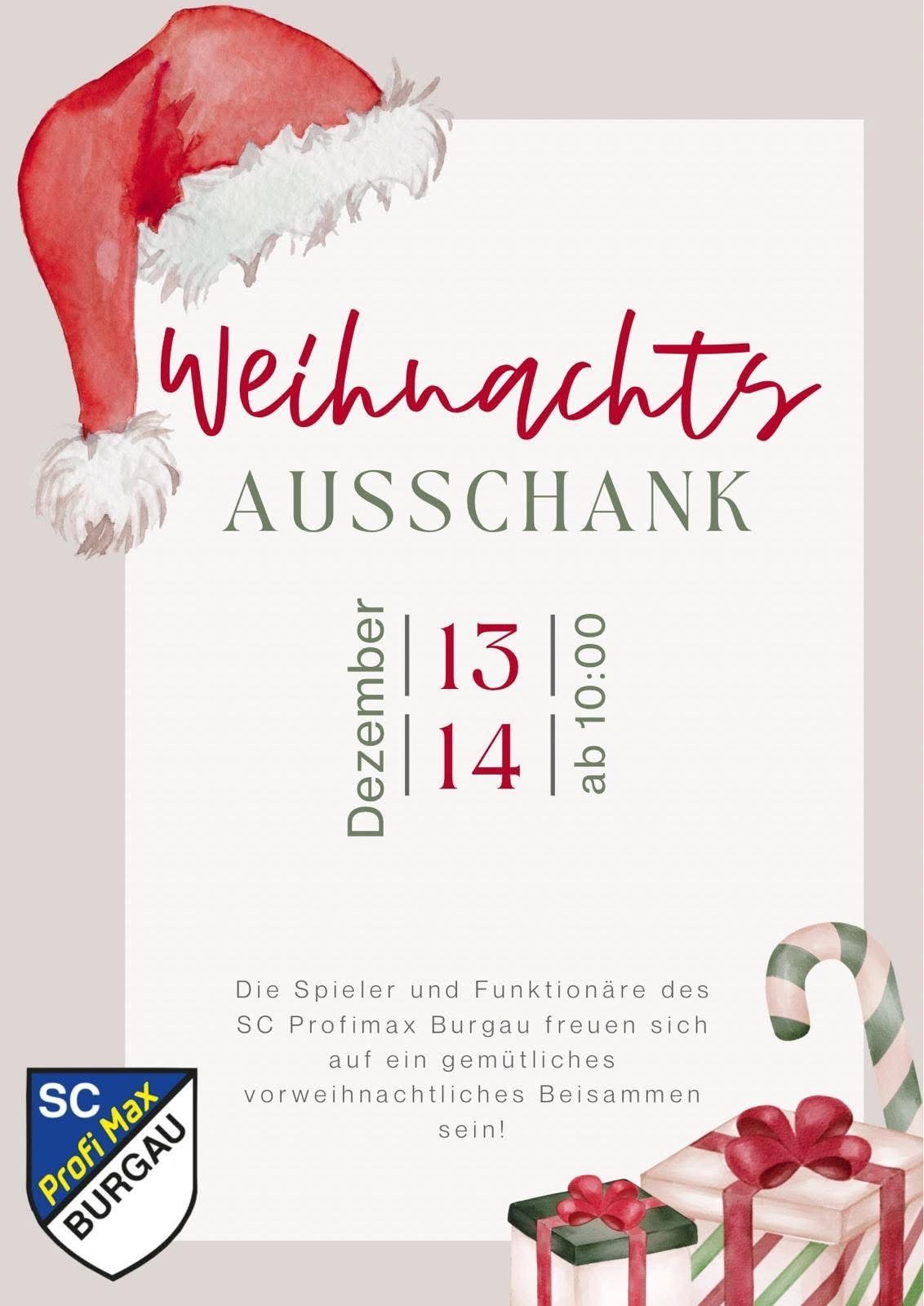 Ein weihnachtliches Treffen der Spieler und Mitarbeiter des SC Profimax Burgau am 13. und 14. Dezember ab 10:00 Uhr.