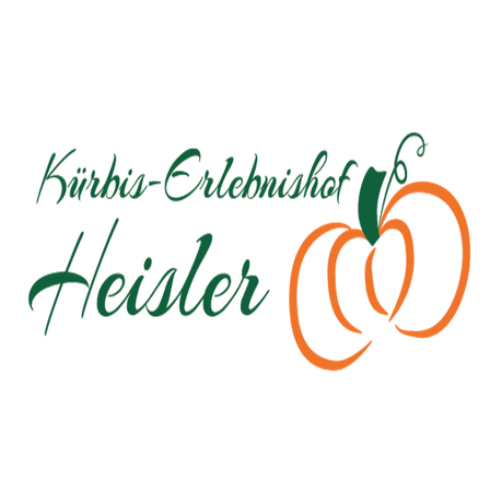 Kirbis-Erlebisnishof Heisler Logo mit zwei Kürbissen in Orange und Grün auf weißem Hintergrund